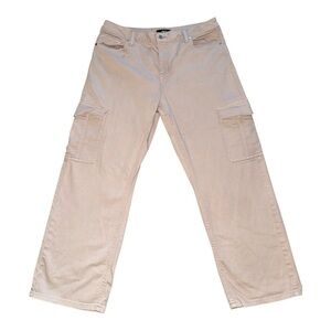 Edgely Light Pink Denim Cargo Pants Size 16 Short Relaxed Boyfriend Utility
